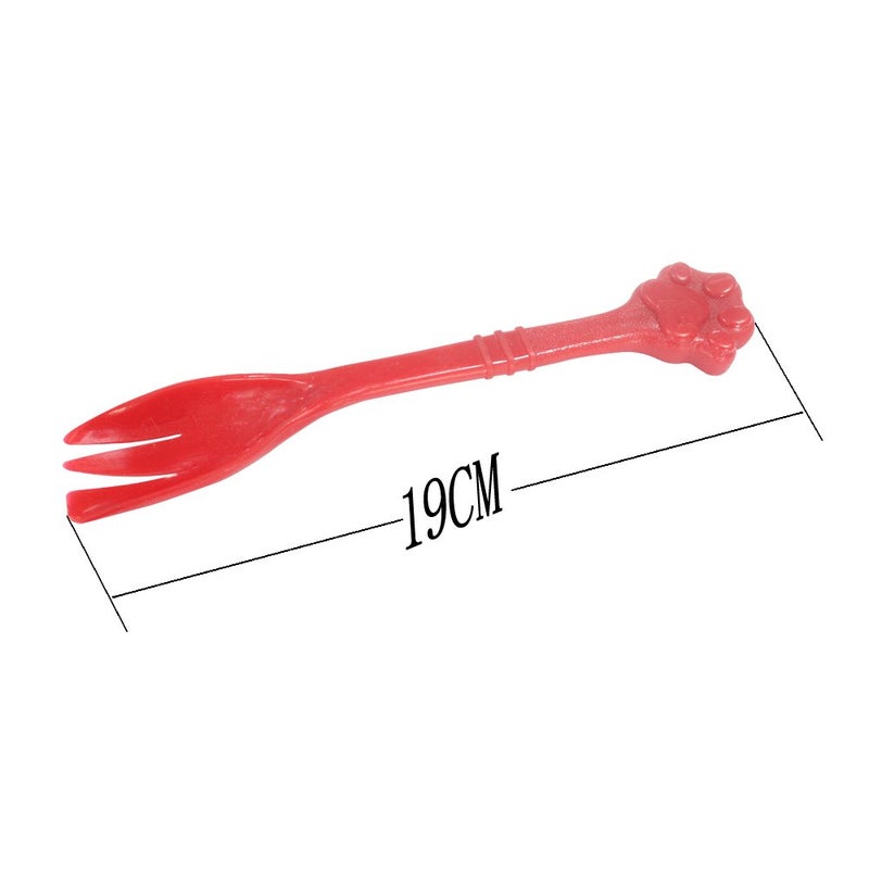 Kunhe Pet Dog Cat Feeding Scooping Can Tin Food Fork Mixing Spoon Red 7.48Inch - Image 3